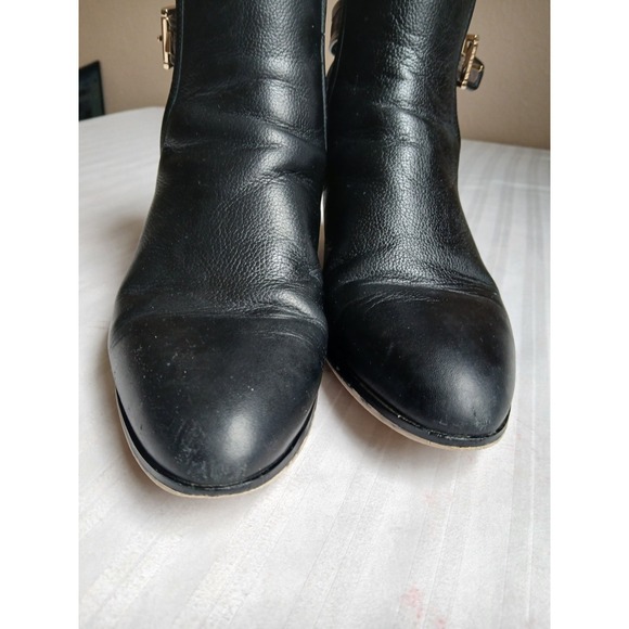 Michael Kors Boots 7.5 M Pebbled Grain Leather Britton Ankle Logo Preppy Classic - Picture 4 of 15